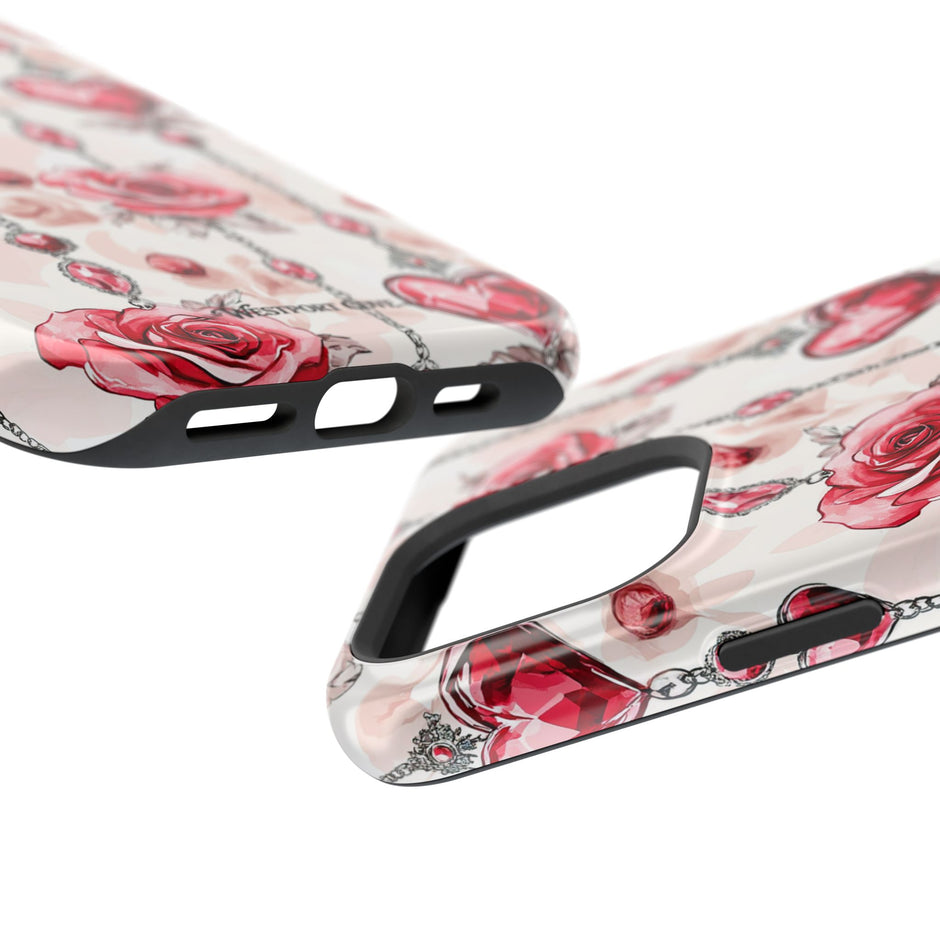 Vintage Roses & Heart Charms - Extreme Impact MagSafe Phone Case
