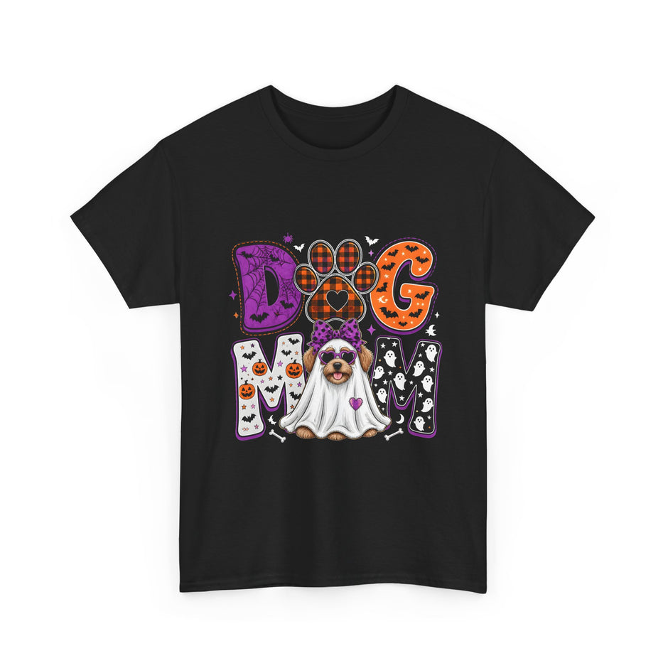 Dog Mom Halloween T‑Shirt — Ghost Pup & Spooky Pattern Tee
