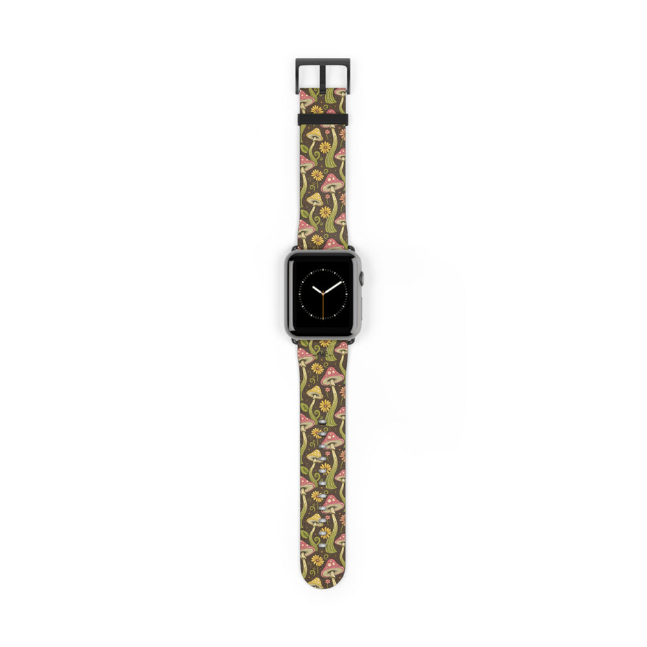 Magic Mushroom - Apple Watch Band  - Vintage Forest Fungi Apple Watch Strap