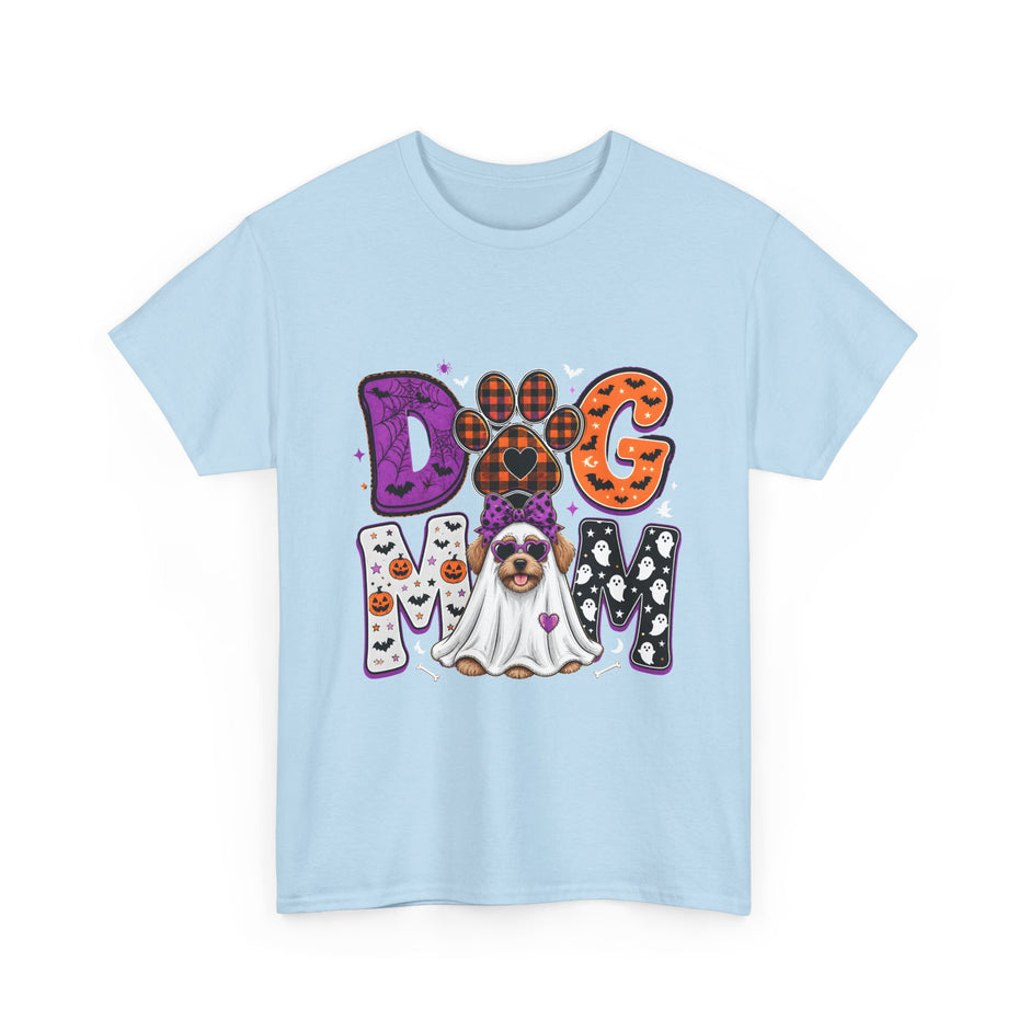 Dog Mom Halloween T‑Shirt — Ghost Pup & Spooky Pattern Tee