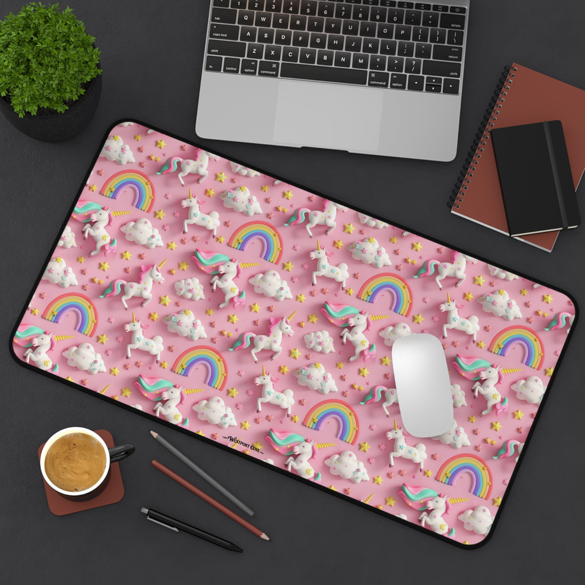 Unicorn Dance Desk Mat — Pink Cute Gaming & Office Mouse Pad