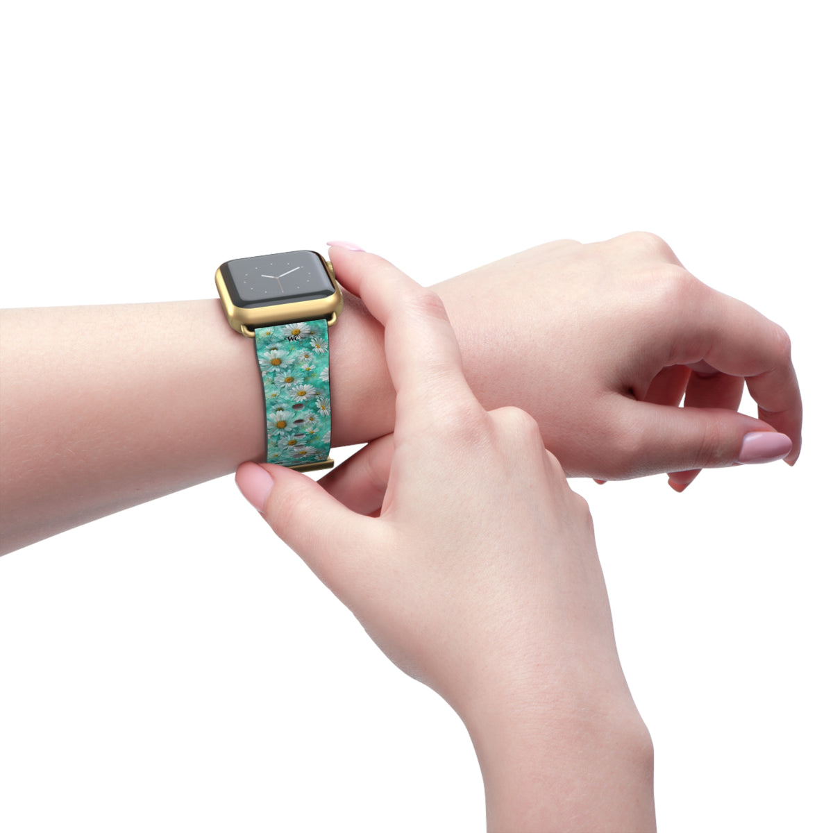 The Blue - Daisy Meadow Floral Apple Watch Band – Teal Daisy Apple Watch Strap