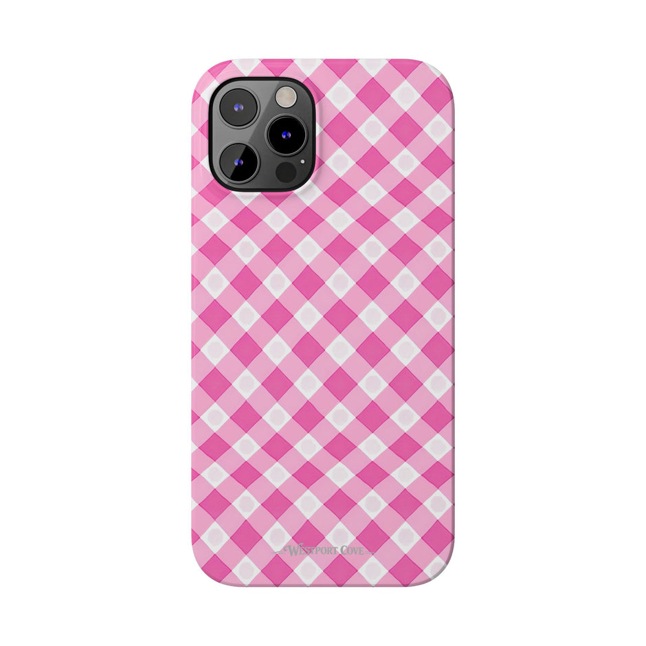 Pink Gingham - Essential Phone Case - Lightweight Protective Cover