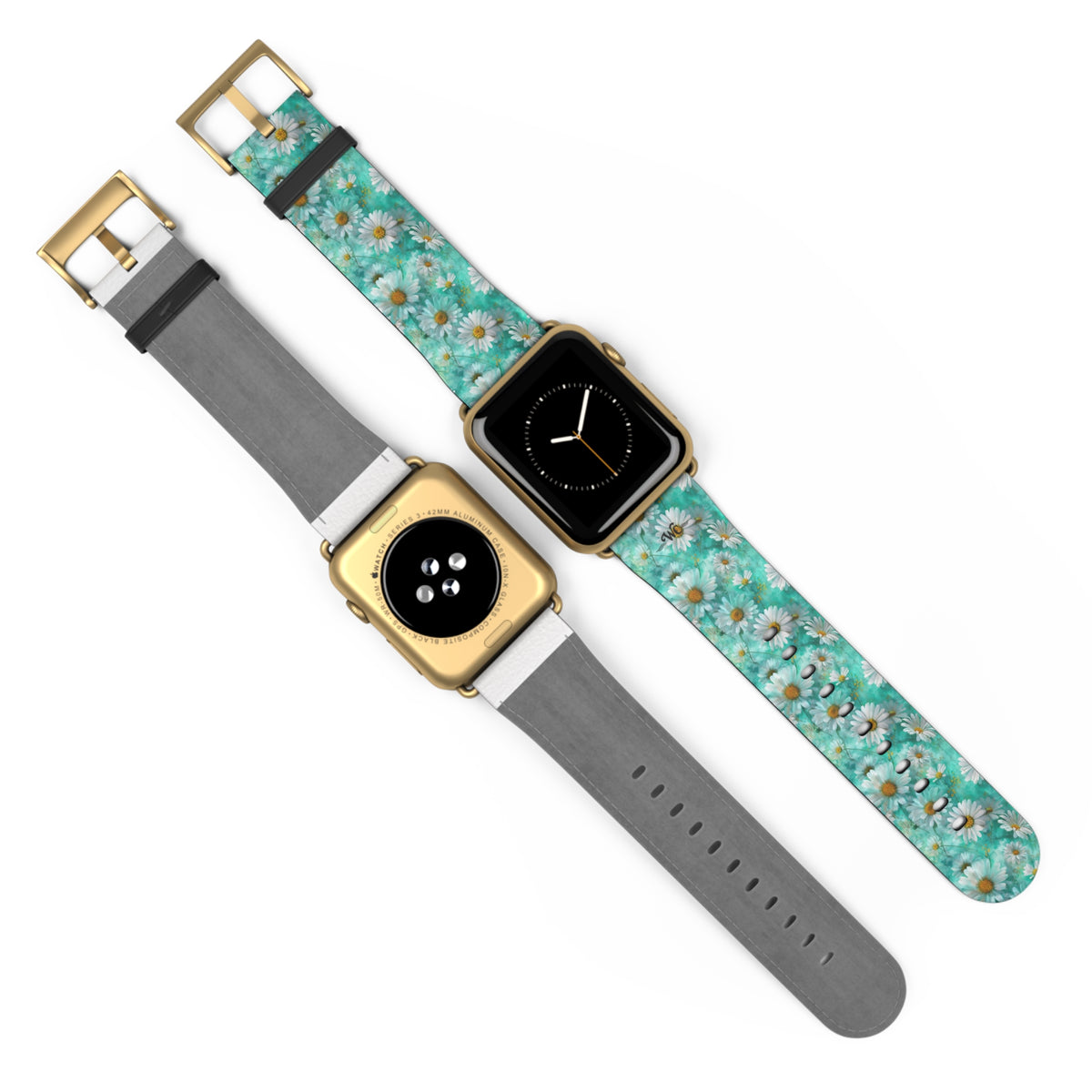 The Blue - Daisy Meadow Floral Apple Watch Band – Teal Daisy Apple Watch Strap