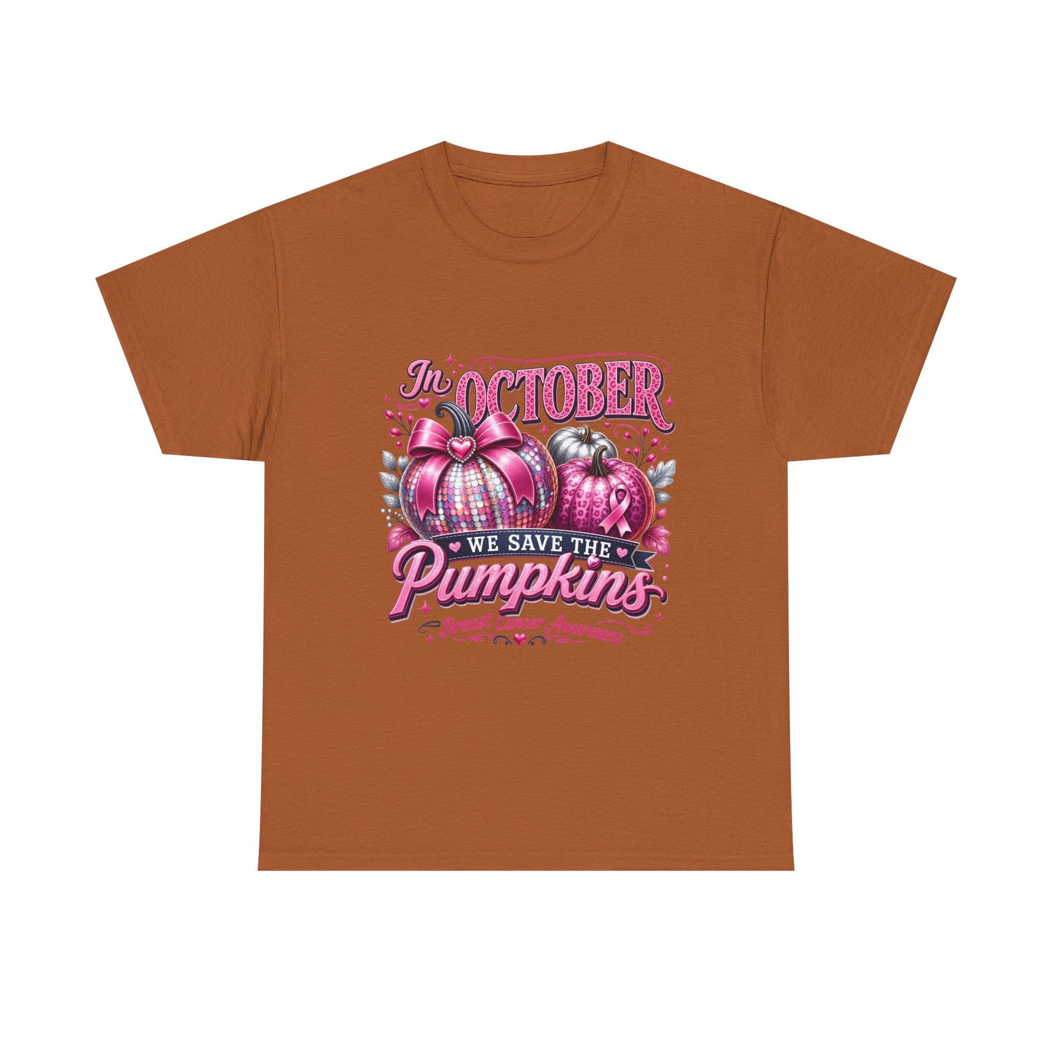 October Breast Cancer Awareness Pumpkin Tee — 