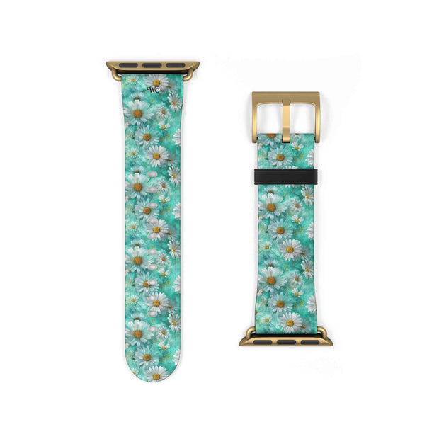 The Blue - Daisy Meadow Floral Apple Watch Band – Teal Daisy Apple Watch Strap