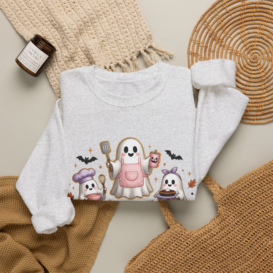 Spooky Mom Crewneck Sweatshirt – Cute Halloween Ghosts & Pumpkins