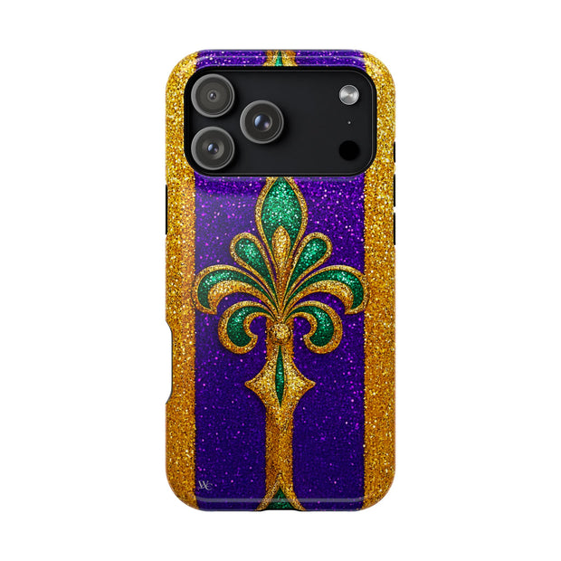 Mardi Gras Glitter Fleur - Extreme Impact MagSafe Phone Case