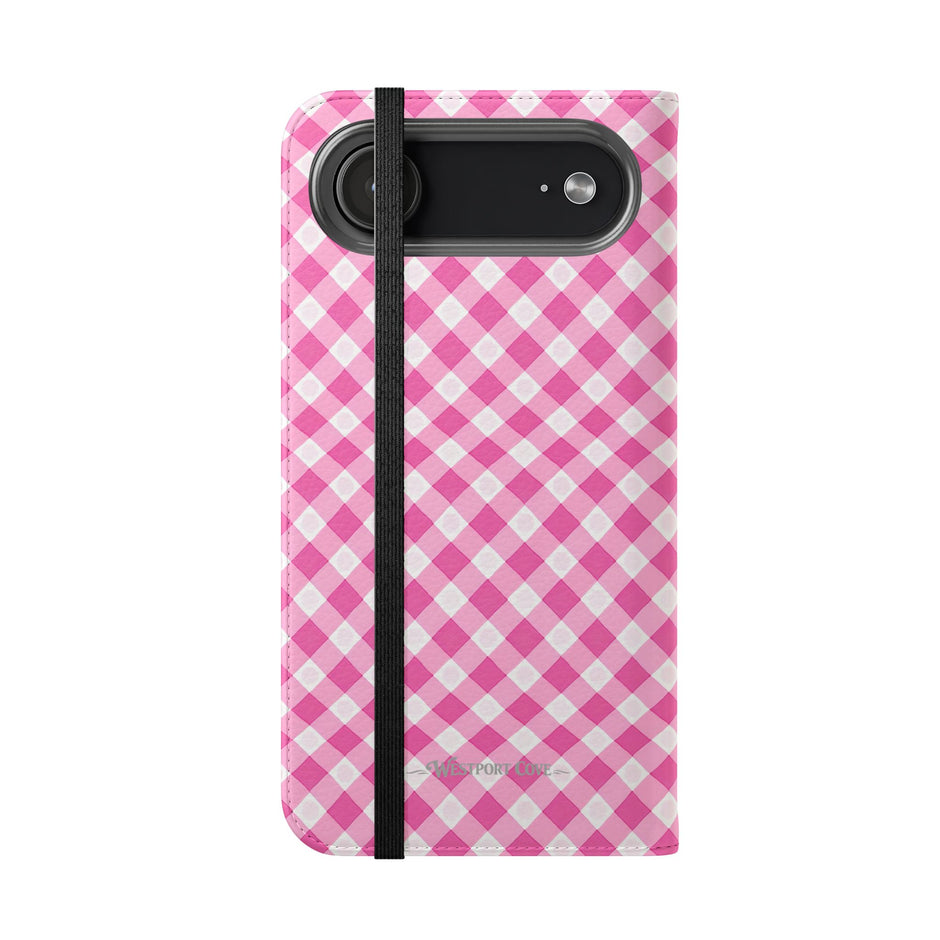 Pink Gingham - Flip Case – Wallet Flip Case with Card Slots