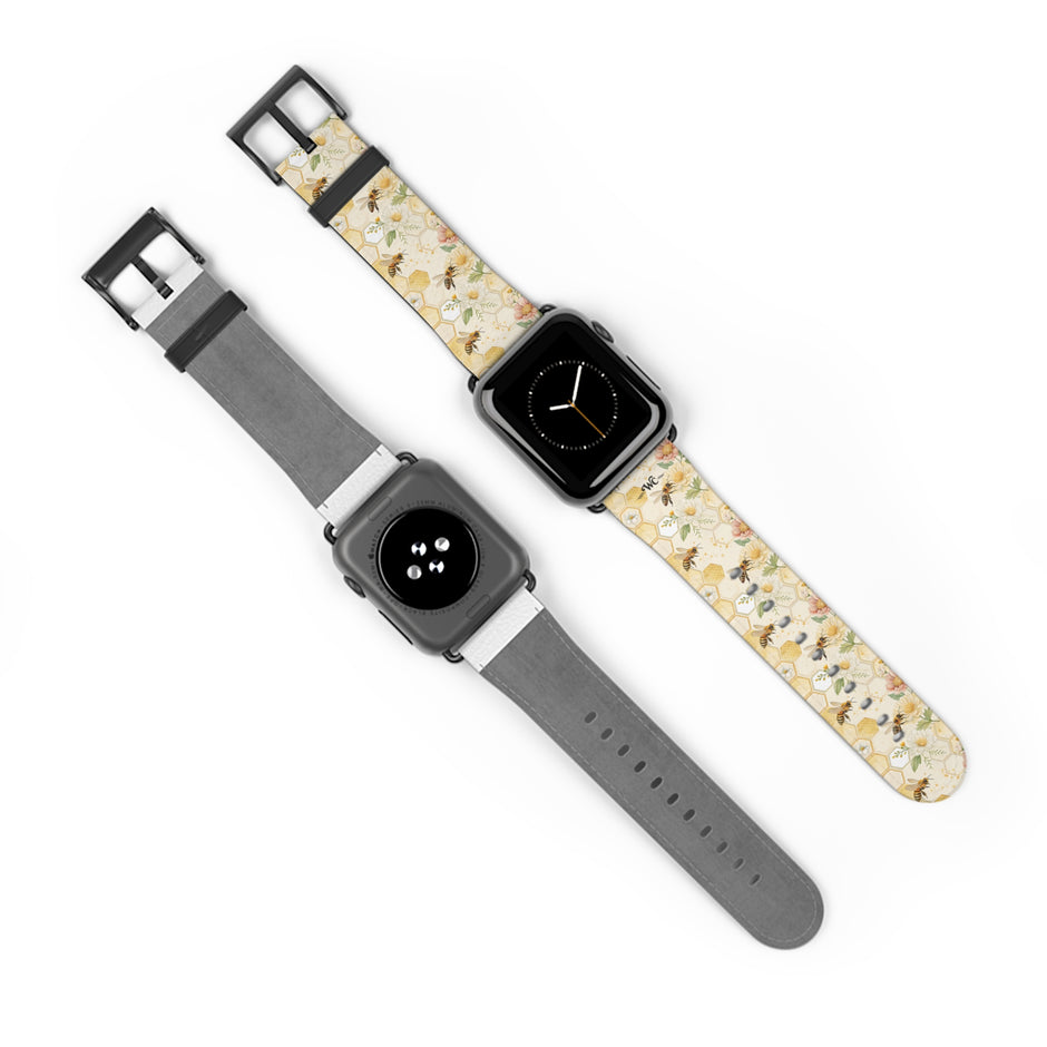 Honeycomb Heaven - Honeybee Apple Watch Band— Bee & Honeycomb Pattern Apple Watch Strap