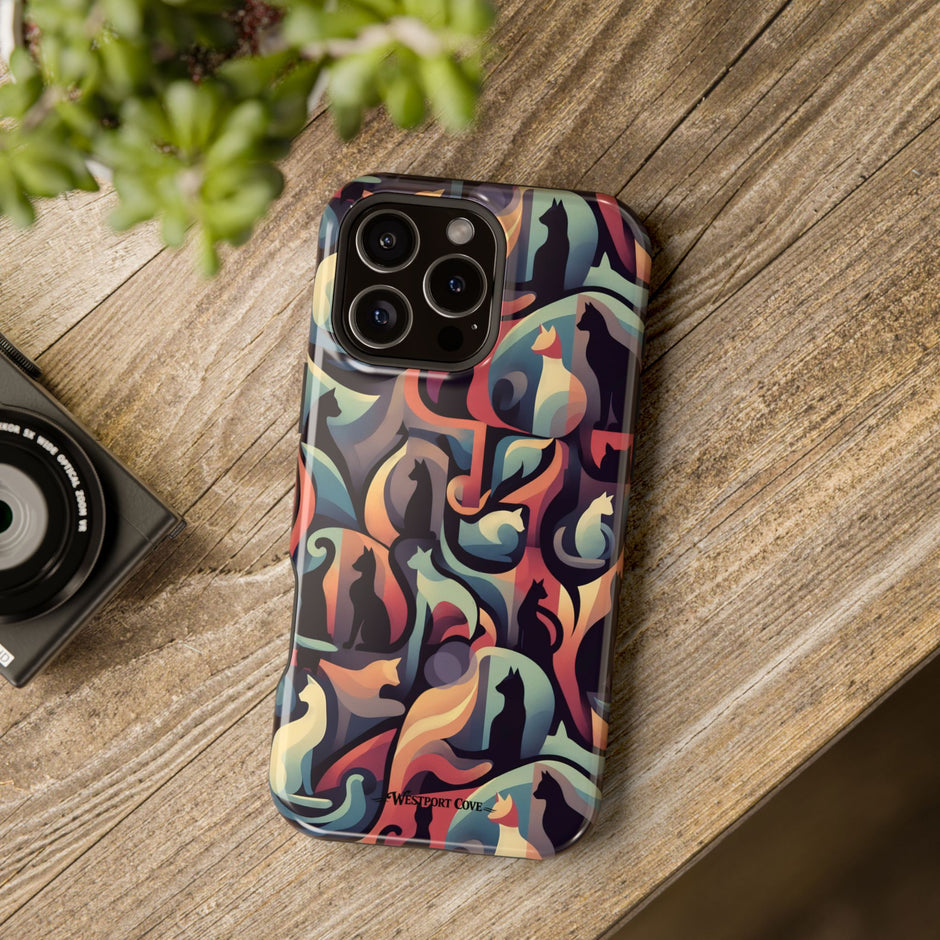 Camo Cats - Extreme Impact MagSafe Phone Case — Abstract Cat Pattern