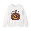Halloween Jack-O'-Lantern Sweatshirt — Colorful Patterned Pumpkin Crewneck