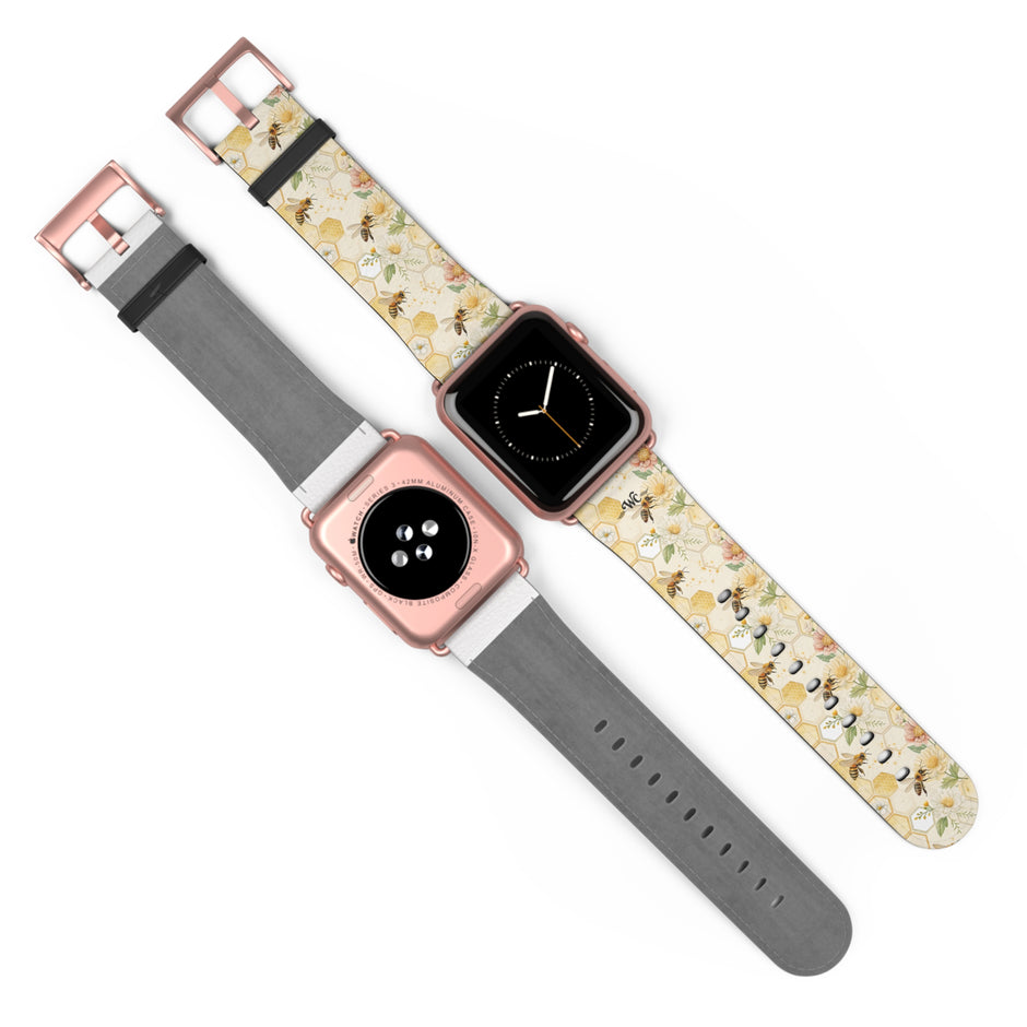 Honeycomb Heaven - Honeybee Apple Watch Band— Bee & Honeycomb Pattern Apple Watch Strap