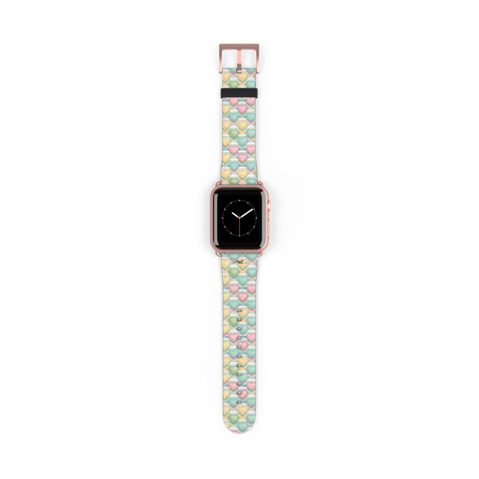 Be Mine; or Not - Pastel Heart Pattern Apple Watch Band — Cute Candy Hearts Watch Strap