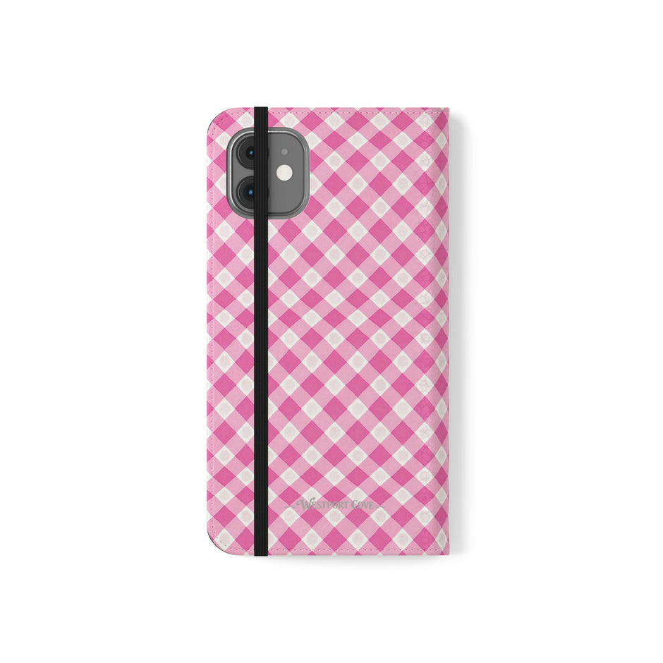 Pink Gingham - Flip Case – Wallet Flip Case with Card Slots