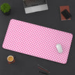 Pink Gingham  - Desk Mat — Cute Checkered Mouse Pad for Office & Study