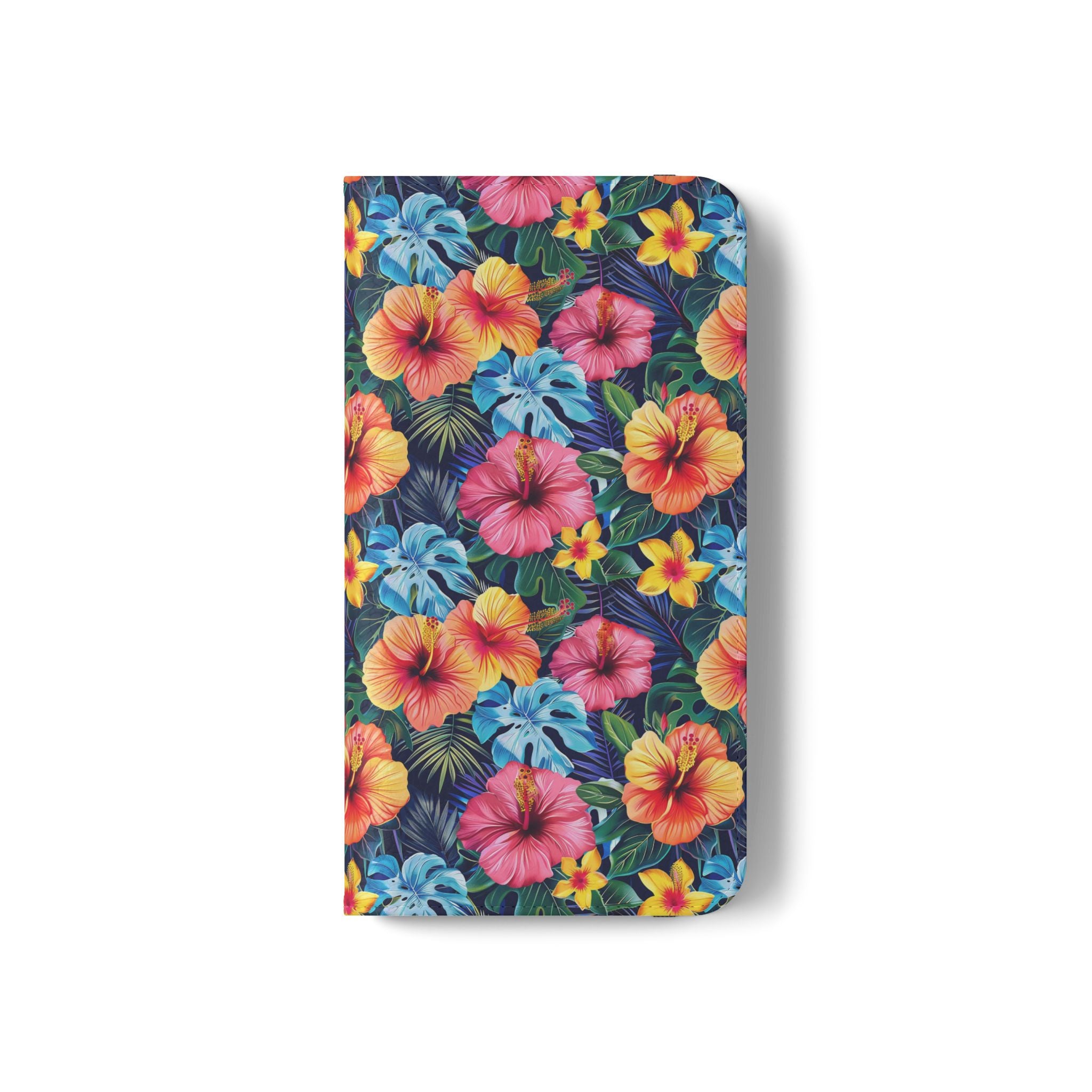 Tropical Hibiscus Flip Phone Case — Floral Wallet Flip Case with Card Slots