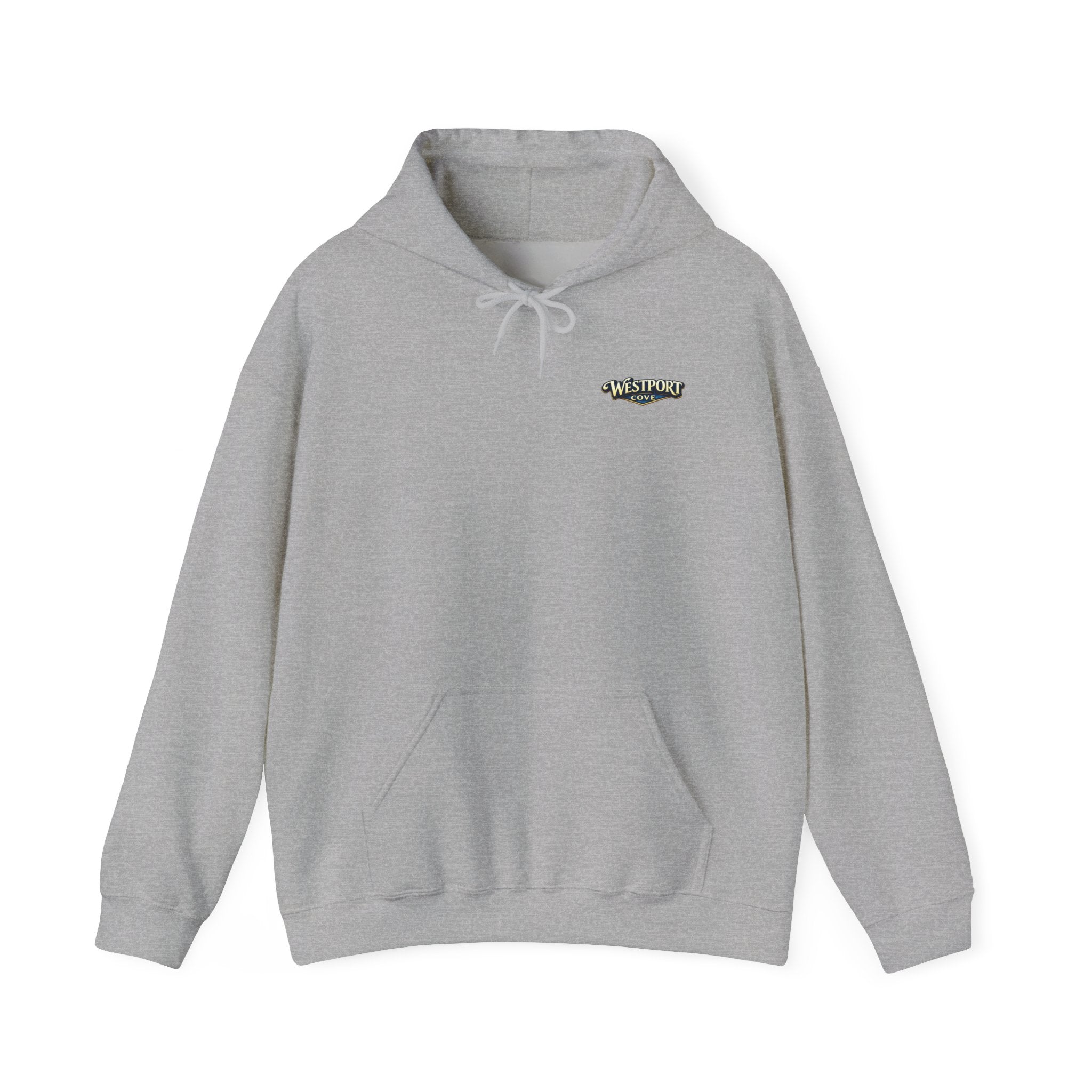 Westport Cove Hoodie — Scenic Lake Cabin Vintage Logo Hooded Sweatshirt