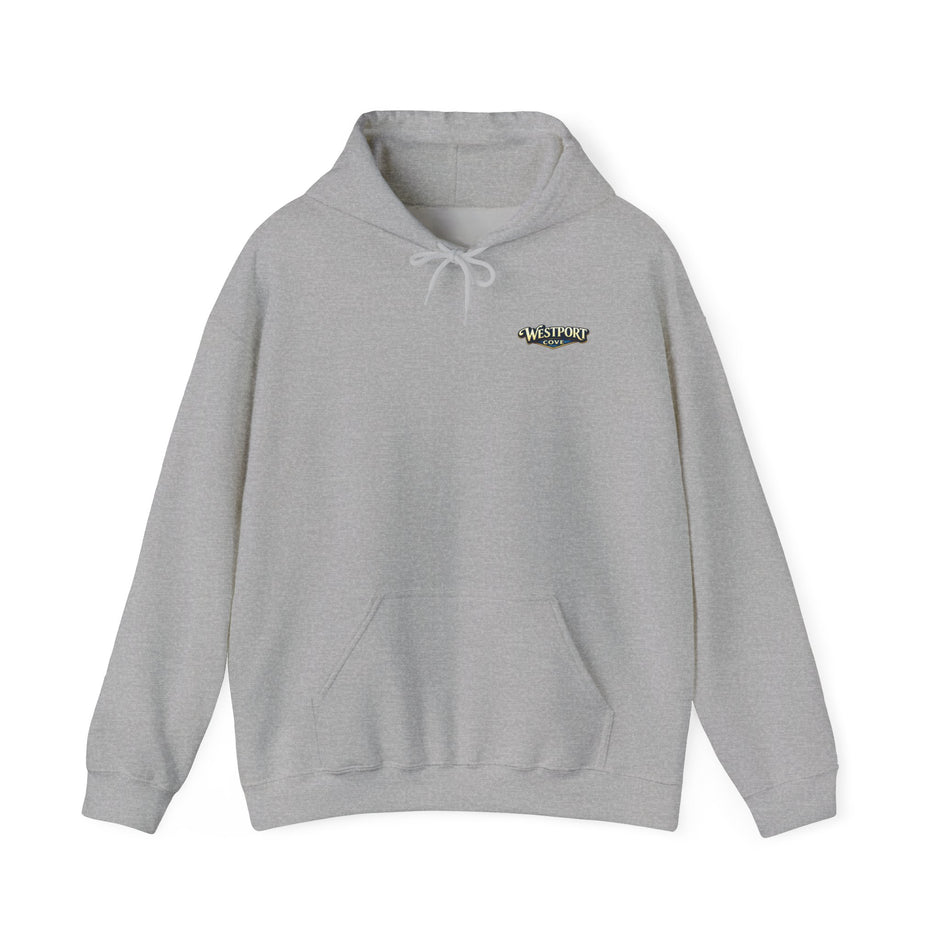 Westport Cove Hoodie — Scenic Lake Cabin Vintage Logo Hooded Sweatshirt