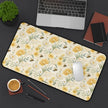 Bumble - Floral Yellow Rose Desk Mat — Vintage Garden Mousepad for Home Office