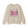 Halloween 'Boo' Crewneck Sweatshirt — Cute Pink Bat & Star Graphic