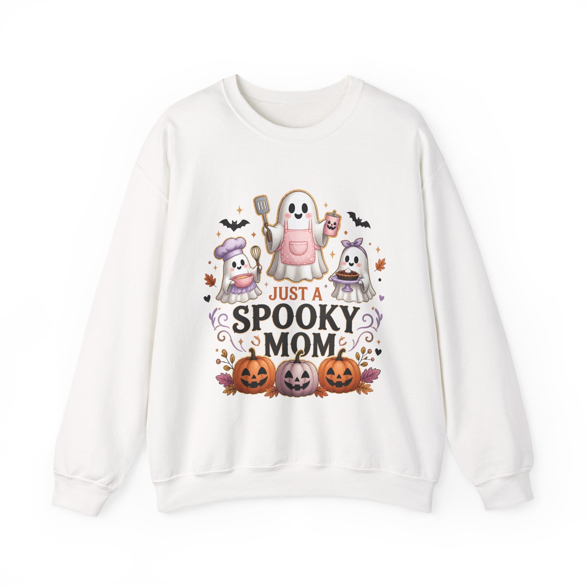 Spooky Mom Crewneck Sweatshirt – Cute Halloween Ghosts & Pumpkins