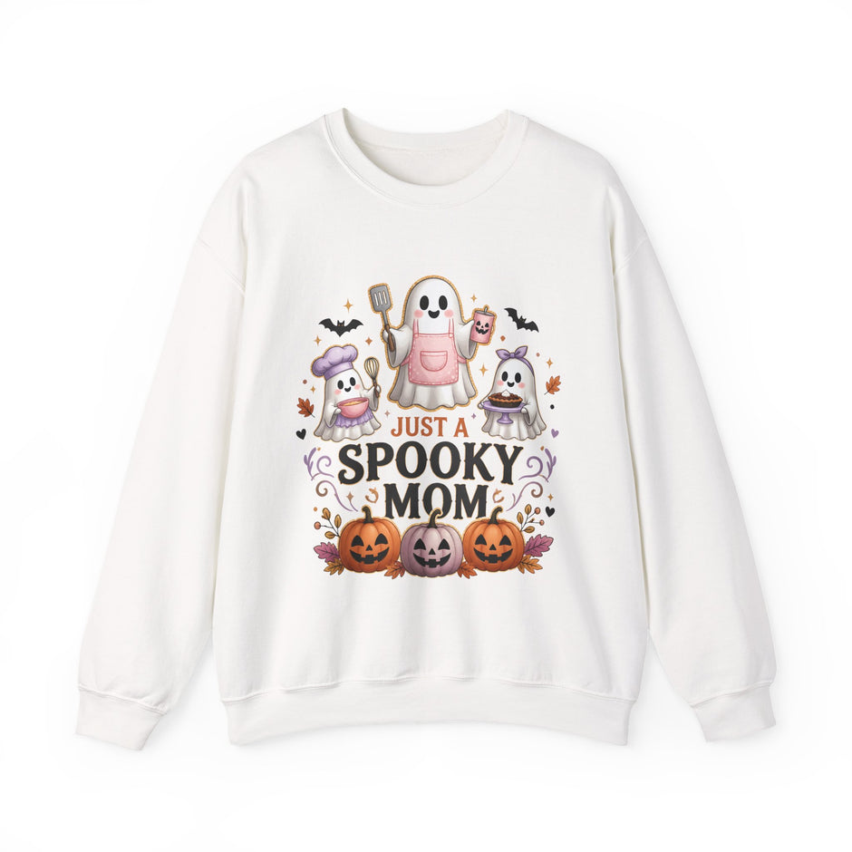 Spooky Mom Crewneck Sweatshirt – Cute Halloween Ghosts & Pumpkins