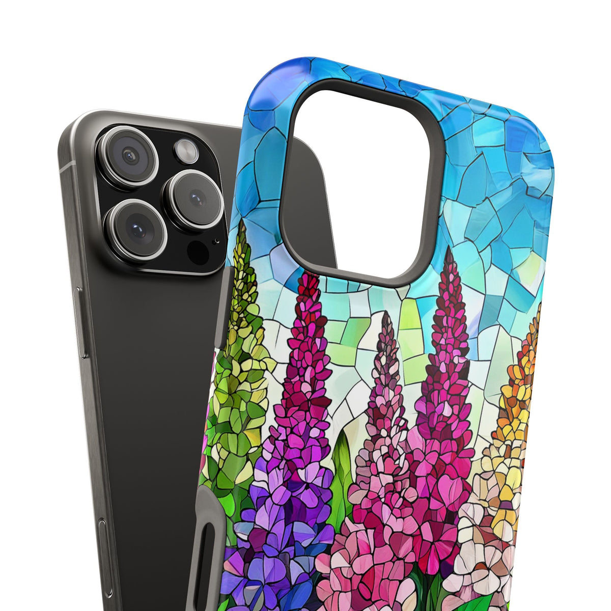 Floral Mosaic Stained Glass Colorful Lupine - Extreme Impact MagSafe Phone Case
