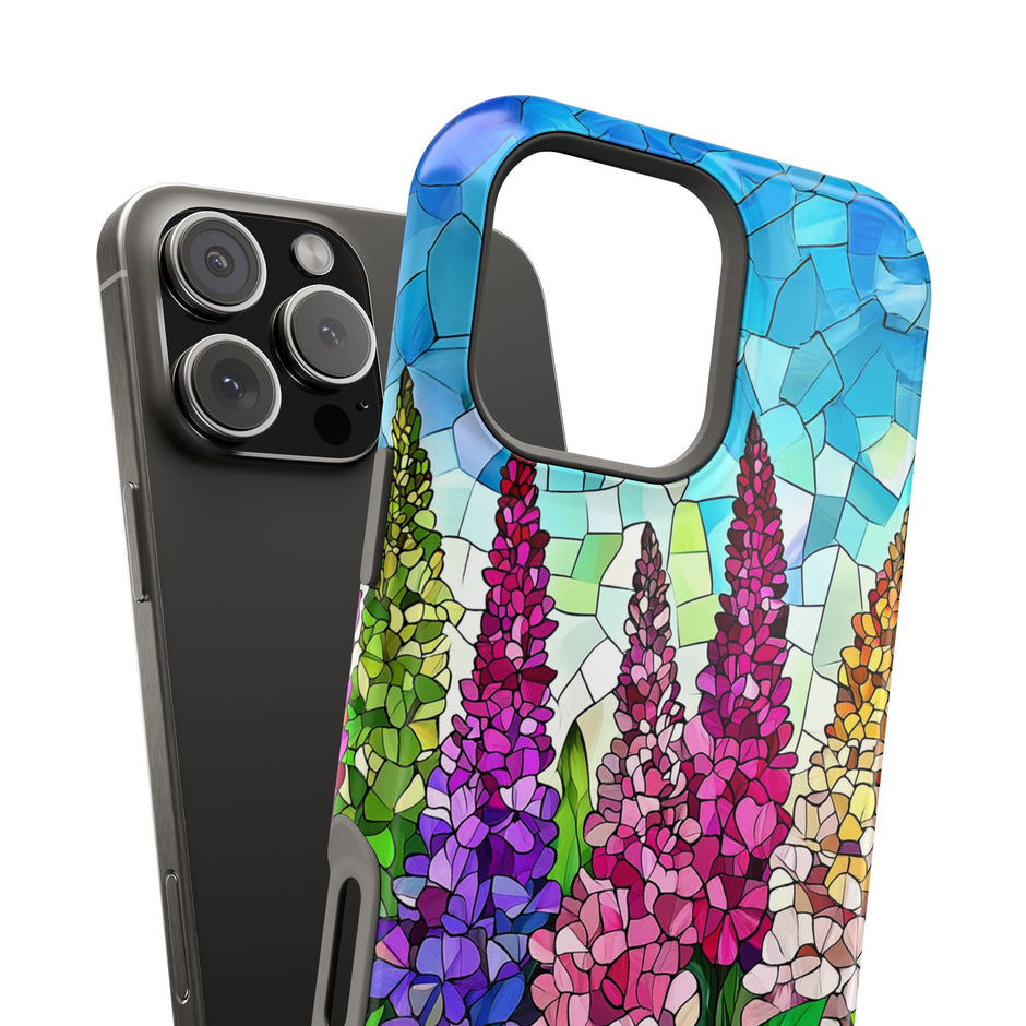 Floral Mosaic Stained Glass Colorful Lupine - Extreme Impact MagSafe Phone Case