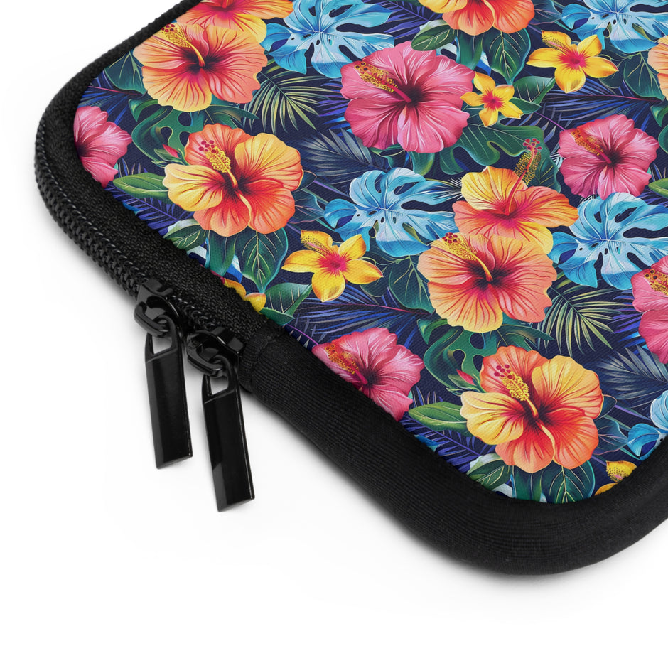 Tropical Hibiscus Laptop Sleeve — Bright Floral Neoprene Case