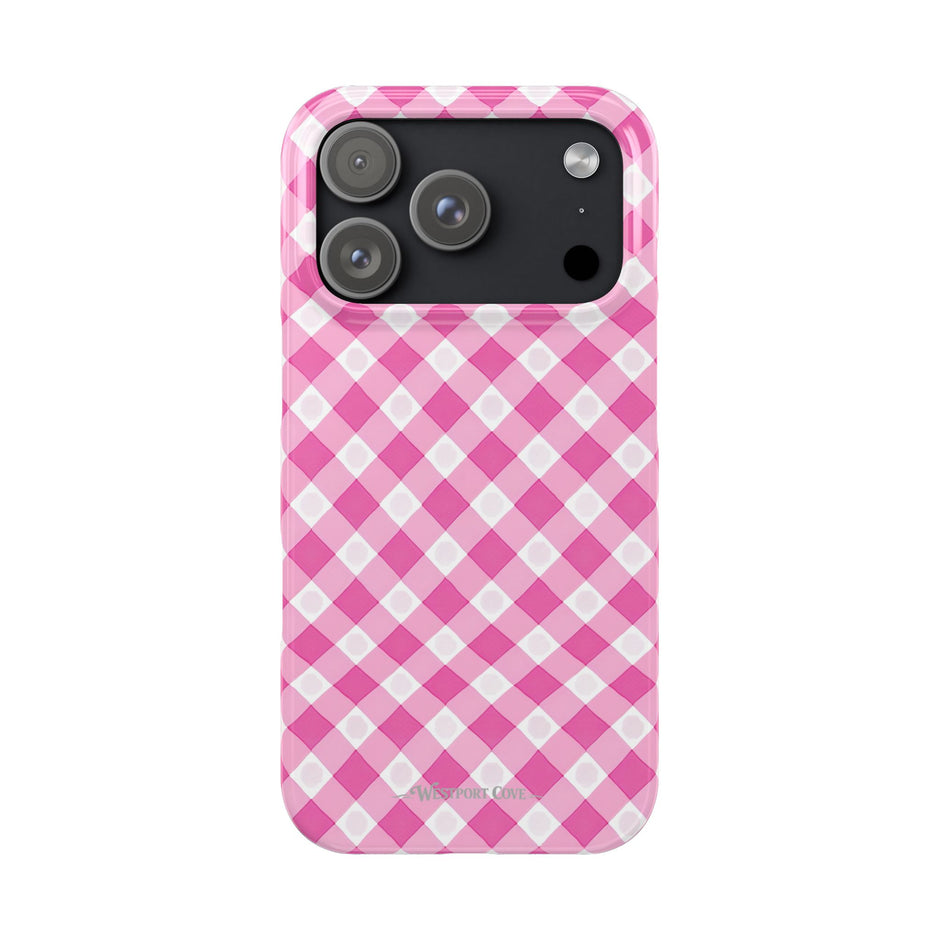 Pink Gingham - Essential Phone Case - Lightweight Protective Cover