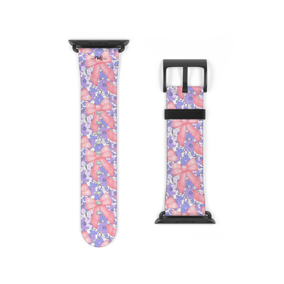 Bow Floral - Ribbon Pattern Apple Watch Band — Pastel Pink & Lavender Watch Strap