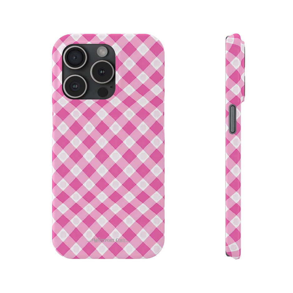 Pink Gingham - Essential Phone Case - Lightweight Protective Cover