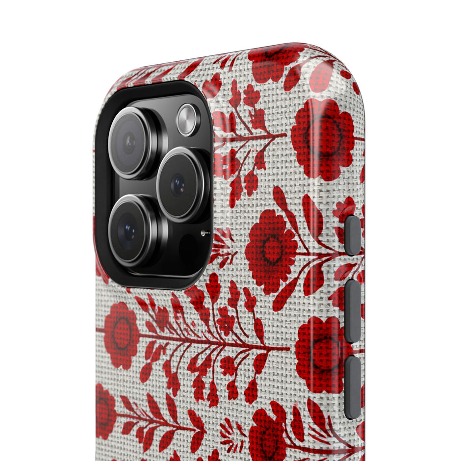 Red Scandi Floral - Extreme Impact MagSafe Phone Case