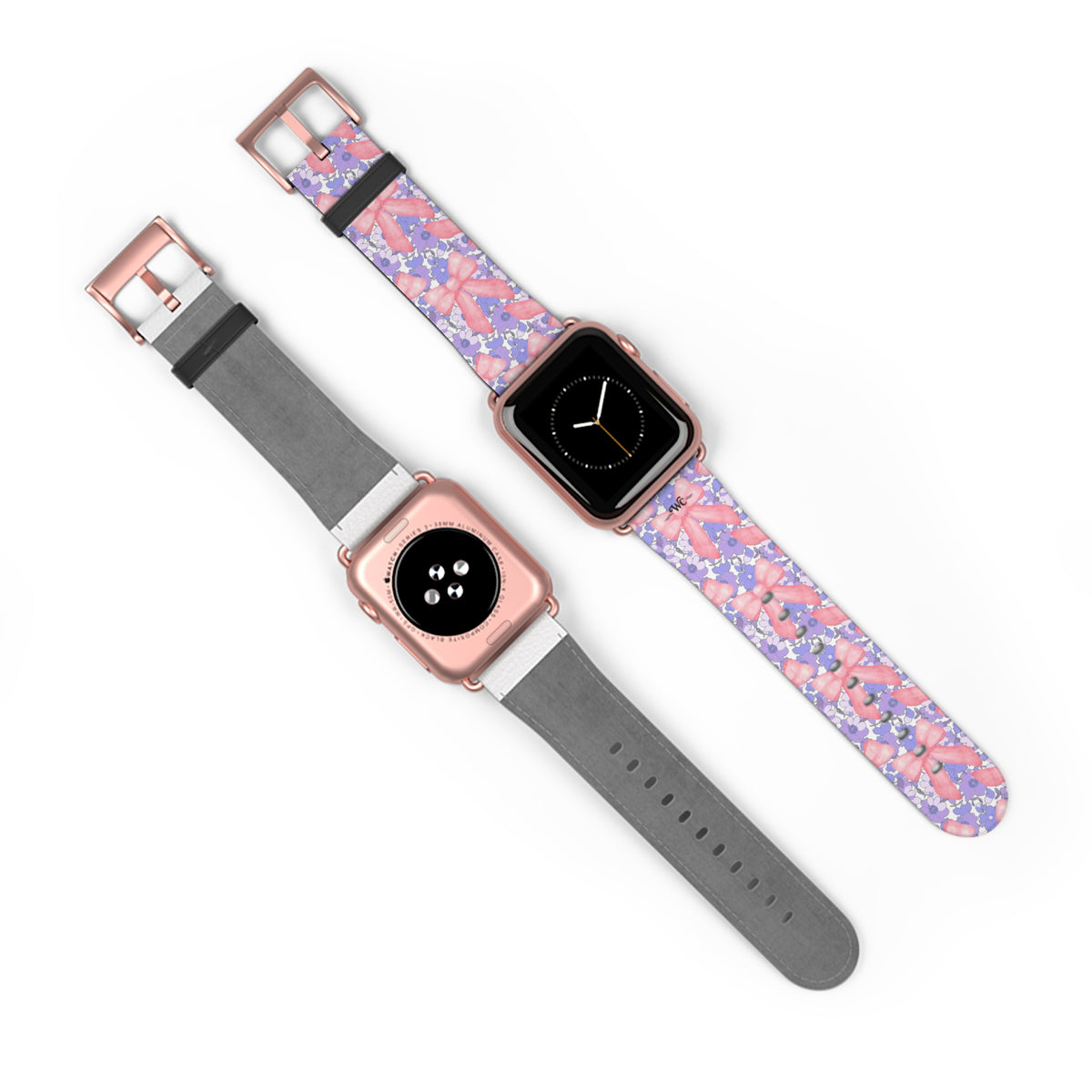 Bow Floral - Ribbon Pattern Apple Watch Band — Pastel Pink & Lavender Watch Strap