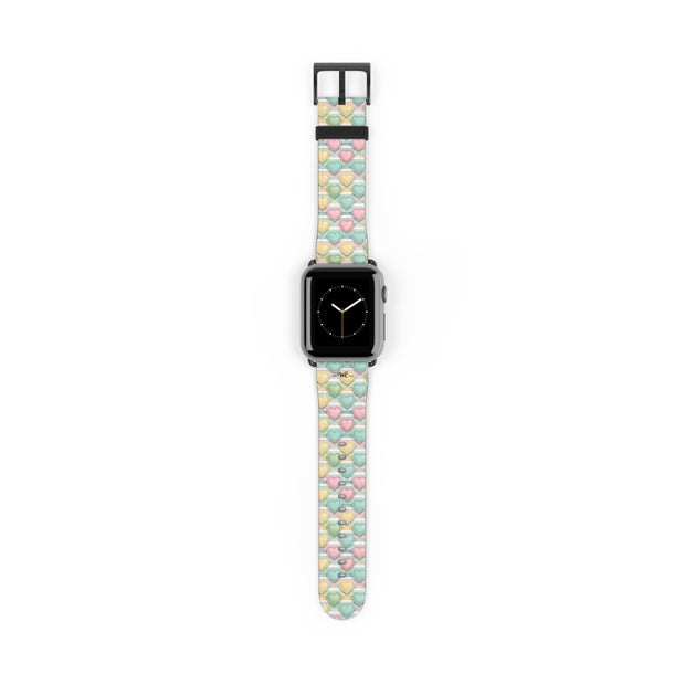 Be Mine; or Not - Pastel Heart Pattern Apple Watch Band — Cute Candy Hearts Watch Strap