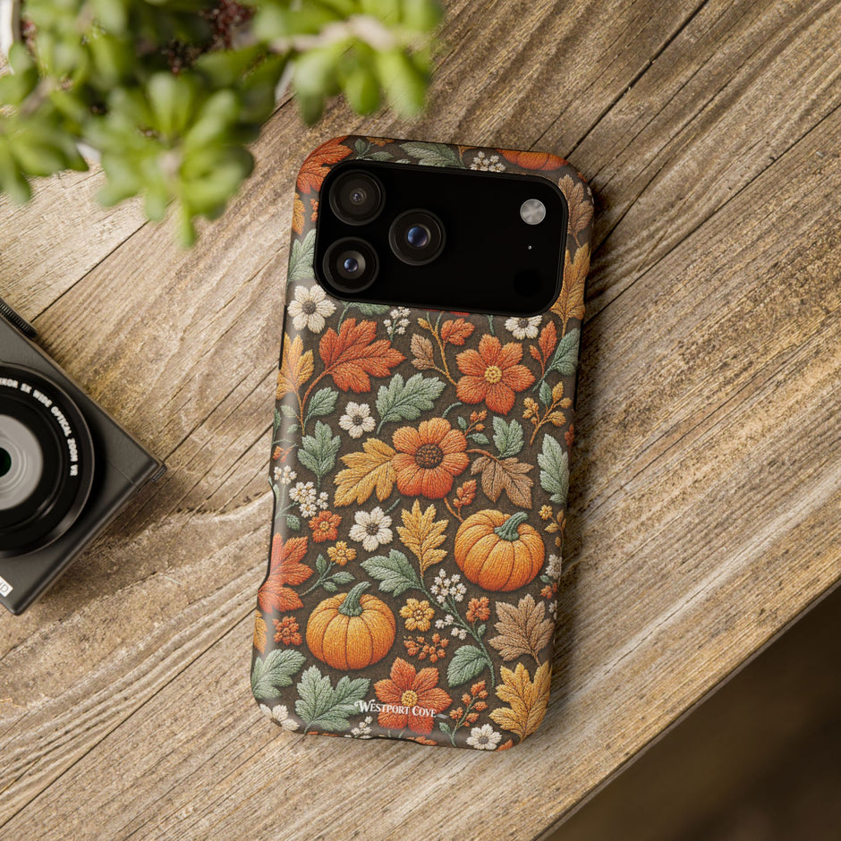 Embroidered-Look Pumpkin Floral | Extreme Impact MagSafe Phone Case
