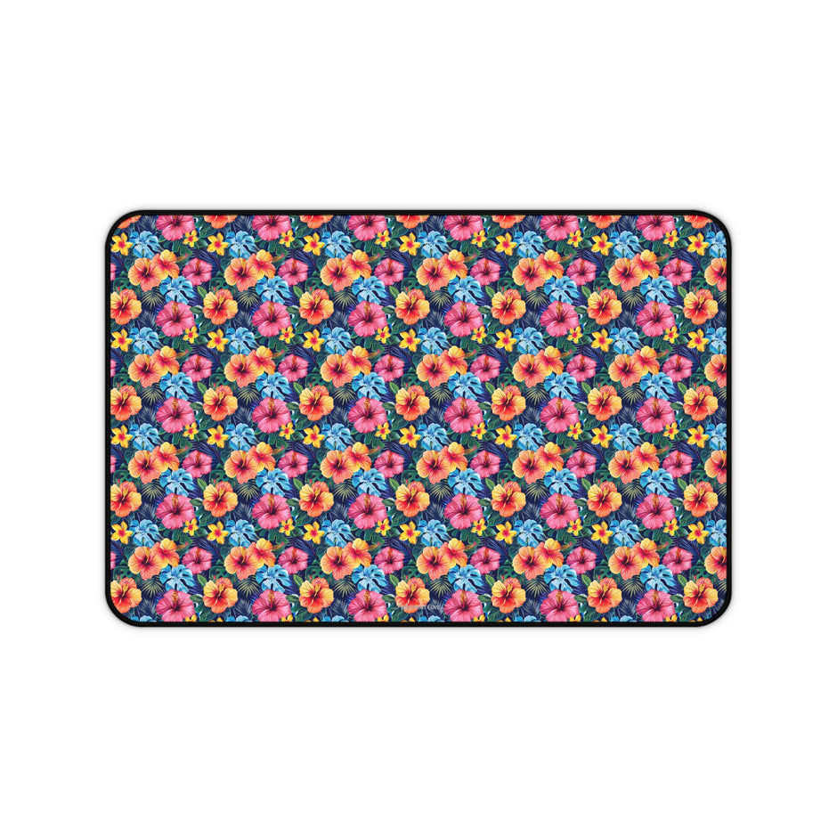 Floral Hibiscus Desk Mat — Vibrant Tropical Mousepad for Home Office