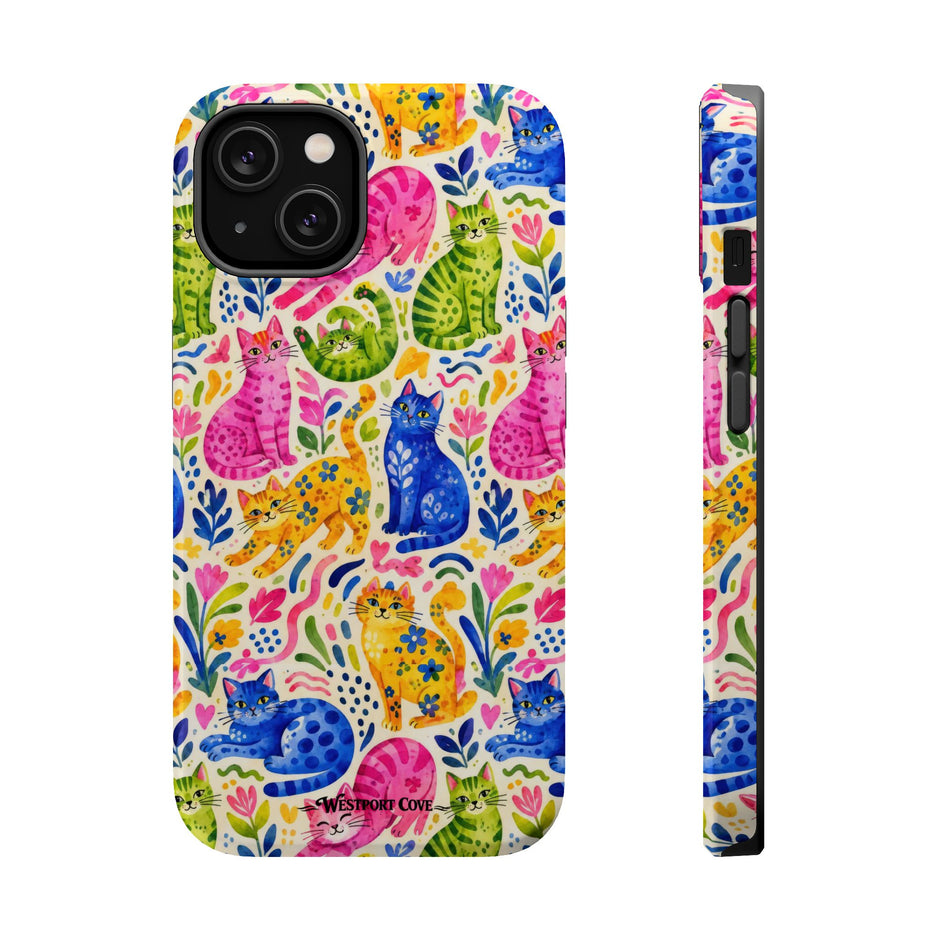 Pop Cats - Extreme Impact MagSafe Phone Case — Colorful Watercolor Cats