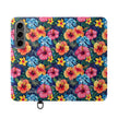 Tropical Hibiscus Flip Phone Case — Floral Wallet Flip Case with Card Slots