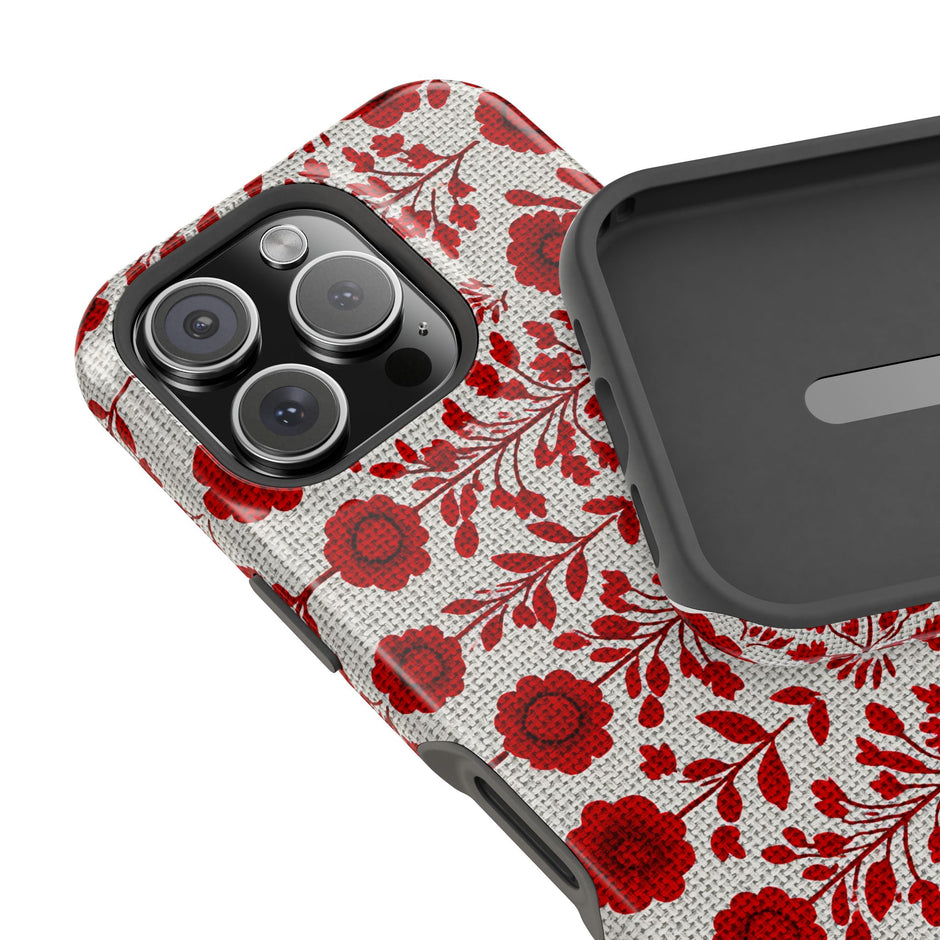 Red Scandi Floral - Extreme Impact MagSafe Phone Case