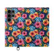 Tropical Hibiscus Flip Phone Case — Floral Wallet Flip Case with Card Slots