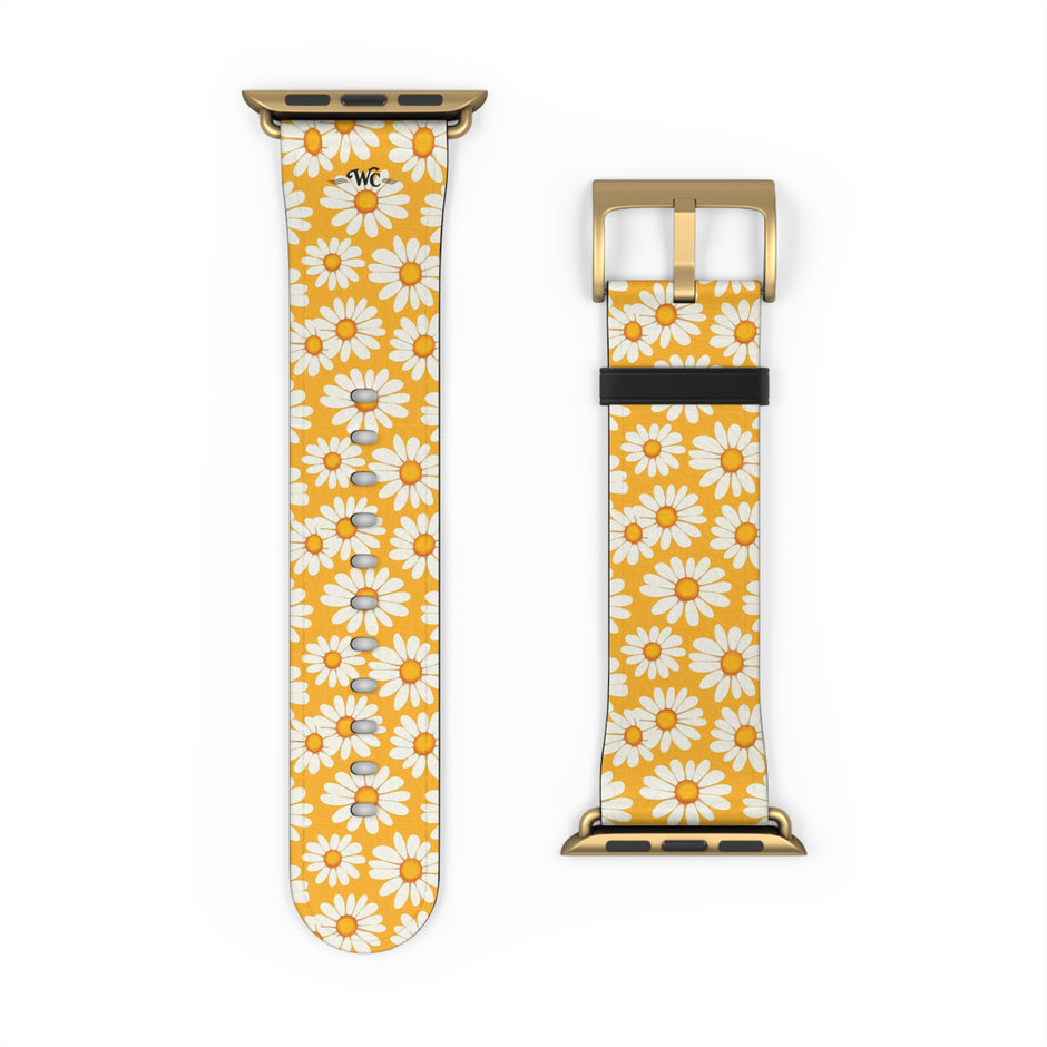 Daisy Chain - Apple Watch Band - Floral Watch Band - Yellow Daisy Pattern Apple Watch Strap