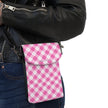 Pink Gingham - Phone Wallet Crossbody — Small Cell Phone Purse with Card Pocket