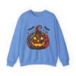 Halloween Jack-O'-Lantern Sweatshirt — Colorful Patterned Pumpkin Crewneck