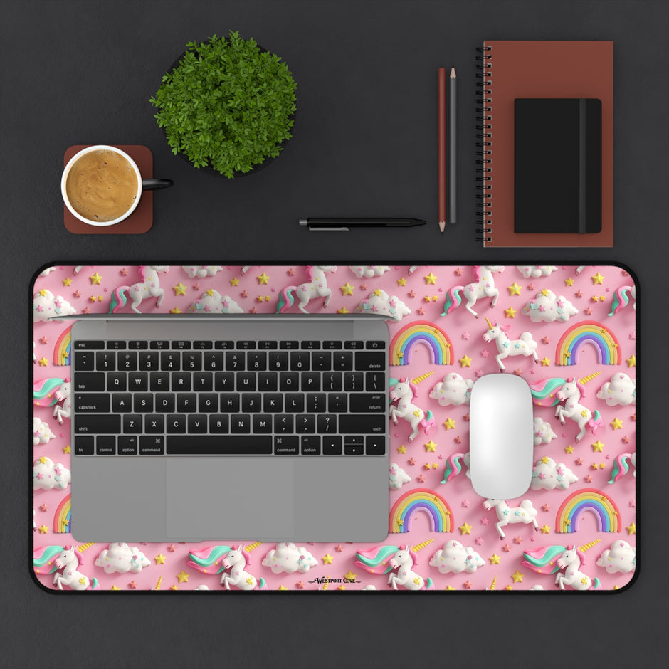 Unicorn Dance Desk Mat — Pink Cute Gaming & Office Mouse Pad