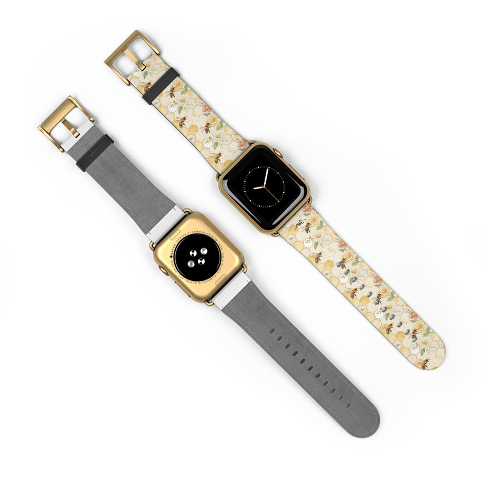 Honeycomb Heaven - Honeybee Apple Watch Band— Bee & Honeycomb Pattern Apple Watch Strap