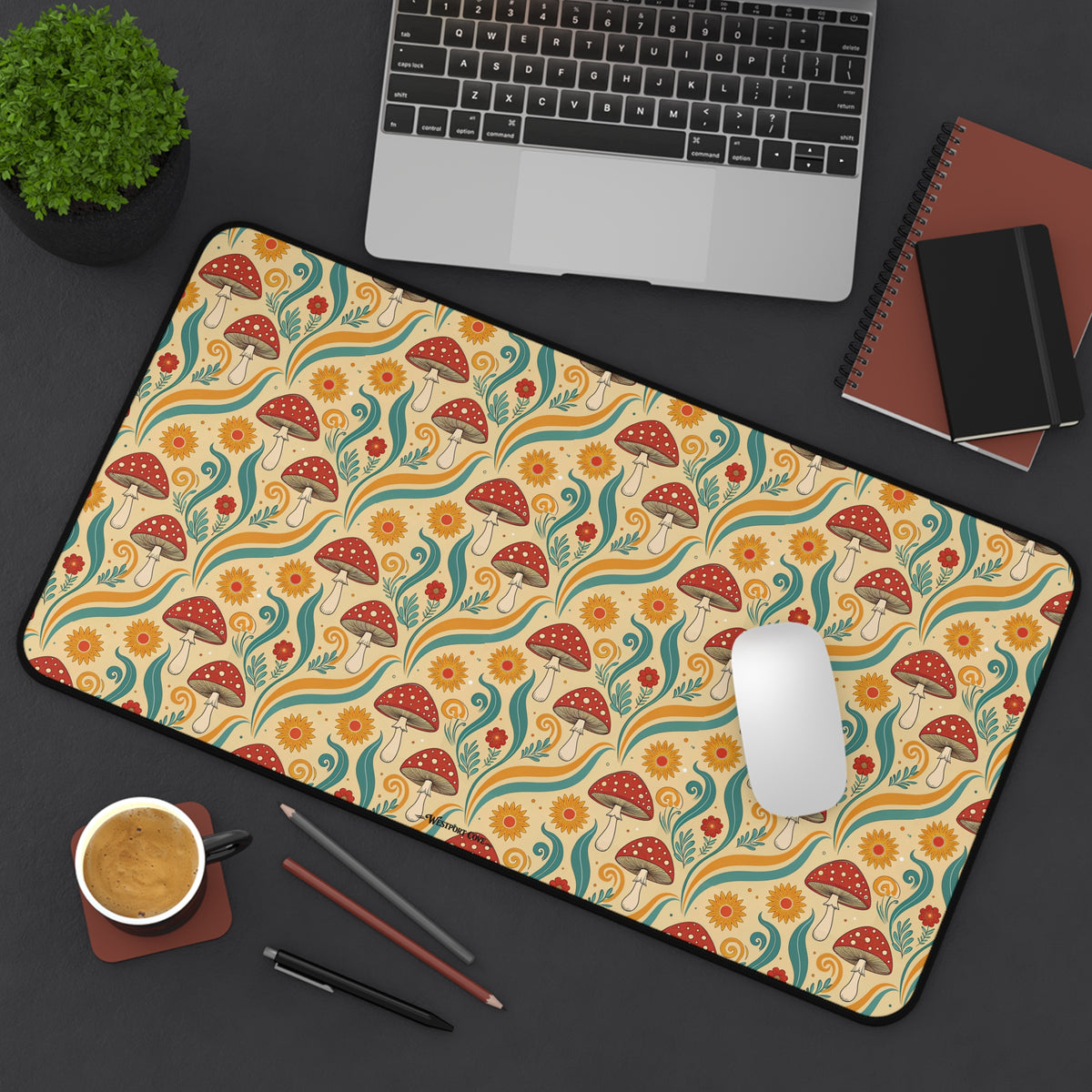Fancy Fungus Desk Mat — Retro Floral Gamer/WFH Mousepad