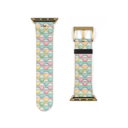 Be Mine; or Not - Pastel Heart Pattern Apple Watch Band — Cute Candy Hearts Watch Strap