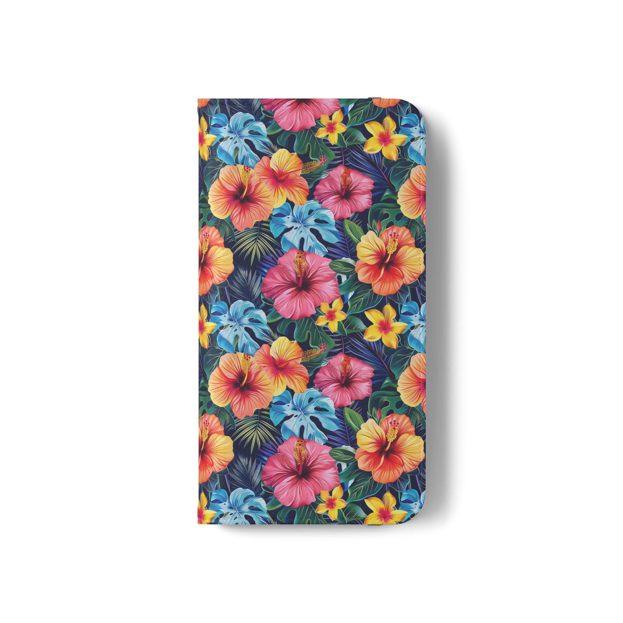 Tropical Hibiscus Flip Phone Case — Floral Wallet Flip Case with Card Slots